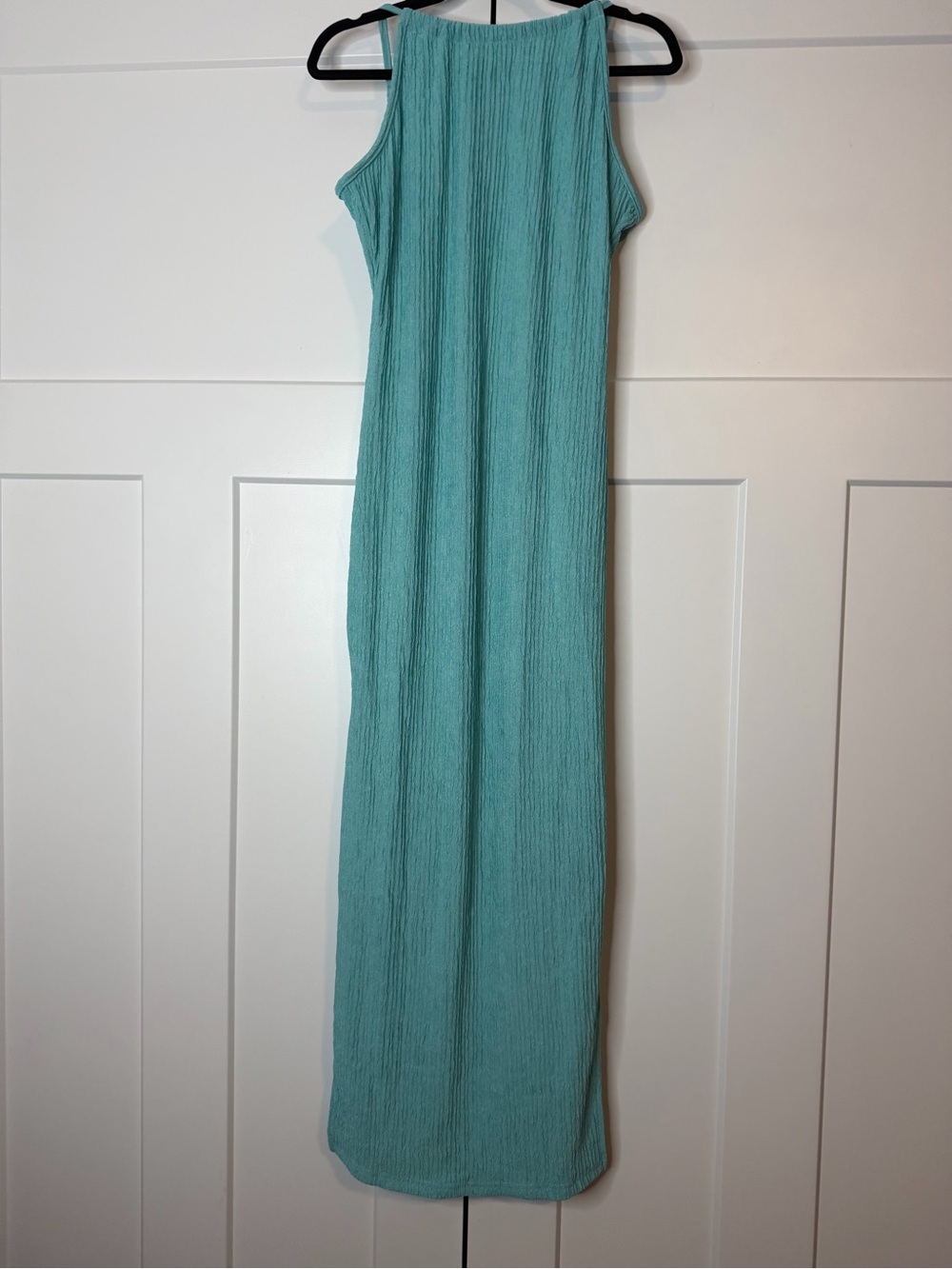 SHEIN Turquoise Textured High Neck Maxi Dress Size L (US 8/10)